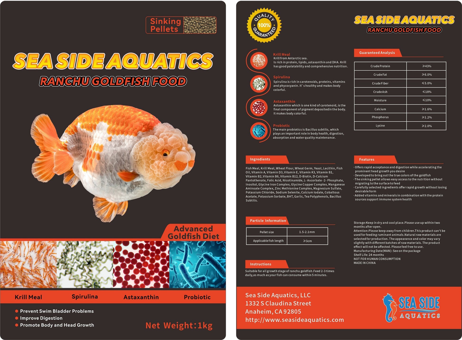 Premium Goldfish Ranchu Sinking 1KG